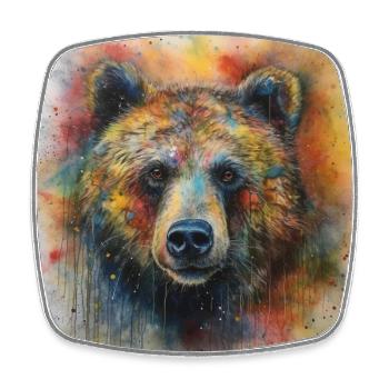 Modern & Colourful Grizzly Bear Wall Art by Bodhi - Square fridge magnet - white - Front