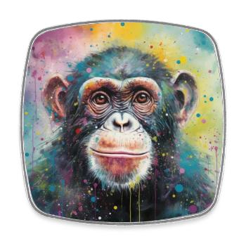 Modern & Colourful Chimpanzee Wall Art by Bodhi - Square fridge magnet - white - Front