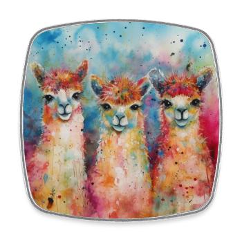Modern & Colourful Alpaca Wall Art by Bodhi - Square fridge magnet - white - Front