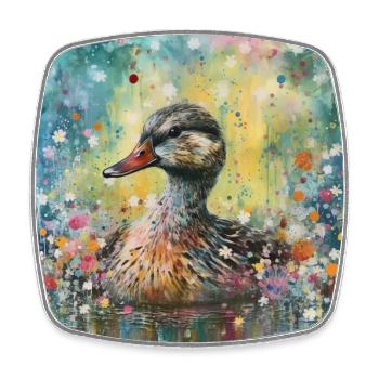 Modern & Colourful Duck Wall Art by Bodhi - Square fridge magnet - white - Front