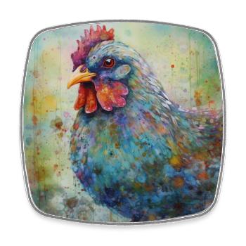 Modern & Colourful Chicken Wall Art by Bodhi - Square fridge magnet - white - Front