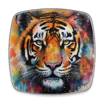 Modern Colorful Tiger Art by Bodhi - Square fridge magnet - white - Front