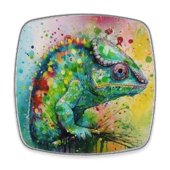 Modern & Colourful Chamelion Wall Art by Bodhi - Square fridge magnet - white - Front