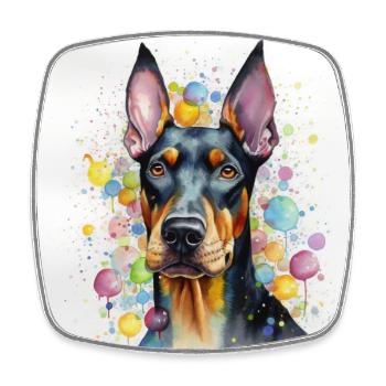 Modern Colorful Dobermann Dog Art by Bodhi - Square fridge magnet - white - Front