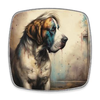 Abstract Saint Bernard Dog Art by Bodhi - Square fridge magnet - white - Front