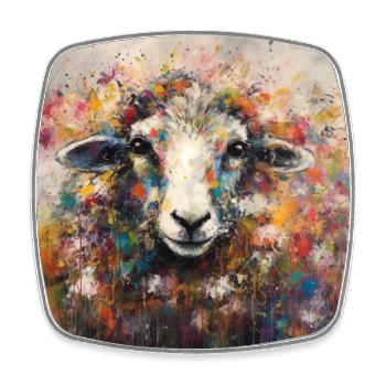Modern & Colourful Sheep Wall Art by Bodhi - Square fridge magnet - white - Front