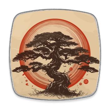 Bonsaï Enso Japon - Magnet carré - blanc - Devant
