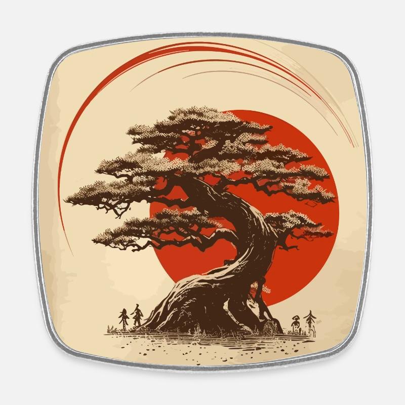 Bonsai Enso Japan - Square fridge magnet - white