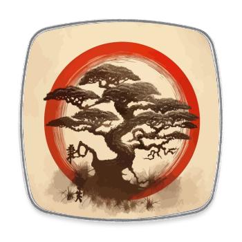 Bonsai Enso Japan - Square fridge magnet - white - Front