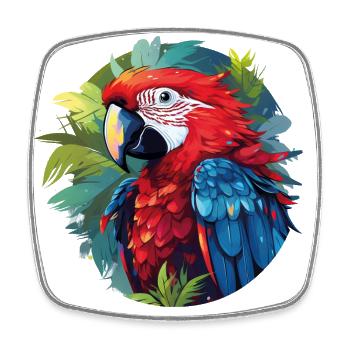 Tropical Parrot - Viereckiger Kühlschrankmagnet - Weiß - Vorne