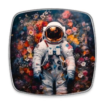 Astronaut Flowers Infinity - Square fridge magnet - white - Front