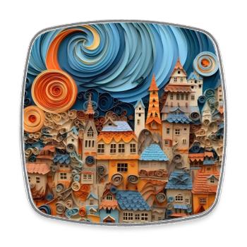 Paper City - Square fridge magnet - white - Front