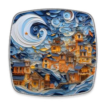 Paper City - Square fridge magnet - white - Front