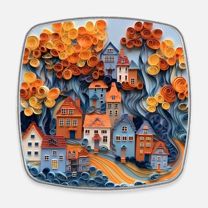 Paper City - Square fridge magnet - white