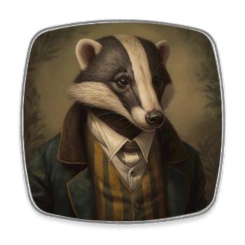 Badger in a Suit - Victorian 1800s Style - Square fridge magnet - white - Front