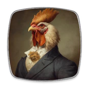 Chicken in a Suit - Victorian 1800s Style - Square fridge magnet - white - Front