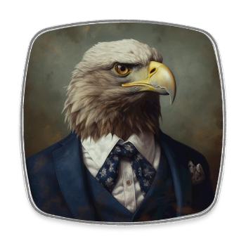 Eagle in a Suit - Victorian 1800s Style - Square fridge magnet - white - Front