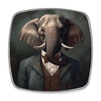 Elephant in a Suit - Victorian 1800s Style - Square fridge magnet - white - Front