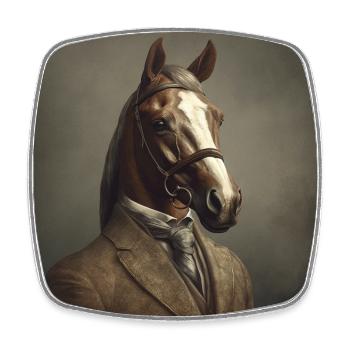 Horse in a Suit - Victorian 1800s Style - Square fridge magnet - white - Front