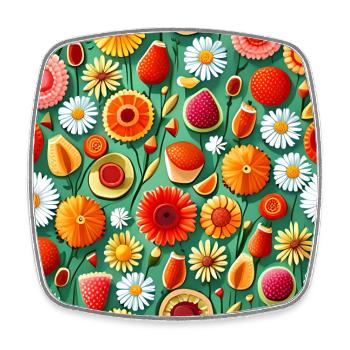 Summer Floral Pattern - Square fridge magnet - white - Front