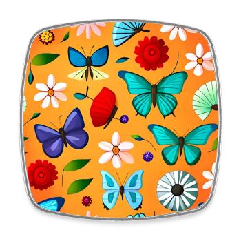 Butterflies and Flowers Pattern - Square fridge magnet - white - Front