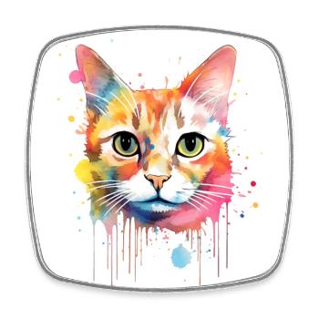 Eine farbenfrohe Bengal Katze im Watercolor Style - Viereckiger Kühlschrankmagnet - Weiß - Vorne