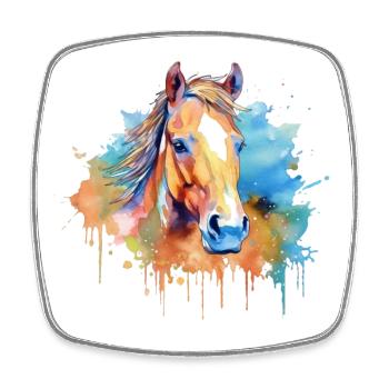 Ein farbenfrohes Pferd im Watercolor Style - Viereckiger Kühlschrankmagnet - Weiß - Vorne