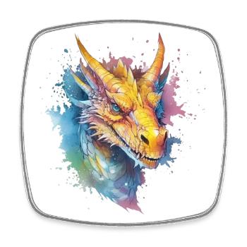 Ein farbenfroher Drache im Watercolor Style - Viereckiger Kühlschrankmagnet - Weiß - Vorne
