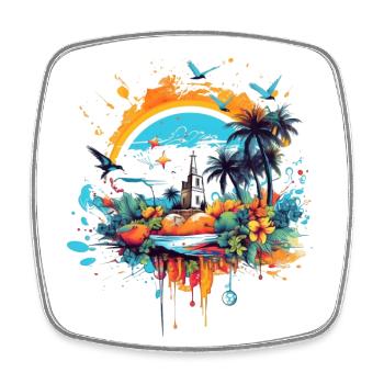 Sommerliches Design - Viereckiger Kühlschrankmagnet - Weiß - Vorne