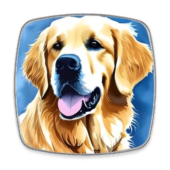 Golden Retriever Watercolour Style Portrait - Square fridge magnet - white - Front