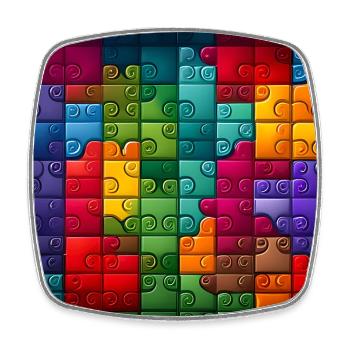 Buntes Regenbogen-Puzzle-Muster - Viereckiger Kühlschrankmagnet - Weiß - Vorne