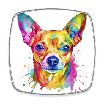 Ein farbenfroher Chihuahua - Viereckiger Kühlschrankmagnet - Weiß - Vorne