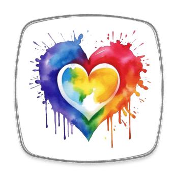 Ein Herz in verschiedenen Farben - Viereckiger Kühlschrankmagnet - Weiß - Vorne