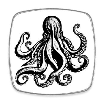 Cool octopus octopus illustration in black - Square fridge magnet - white - Front