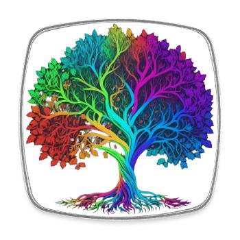 Arbre de vie Lebensbaum Yggdrasil - Magnet carré - blanc - Devant