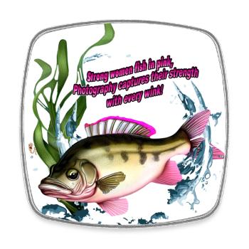 Fishing Divas of the Perch: Elegance in Action - Square fridge magnet - white - Front