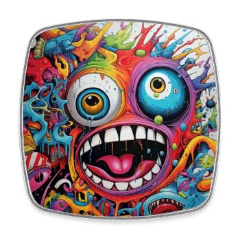 Monster Doodle 1 - Square fridge magnet - white - Front
