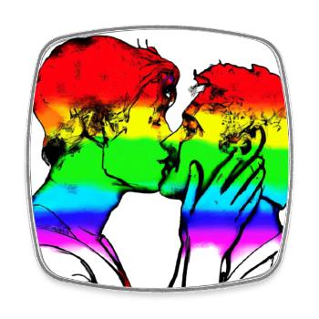 Kissing men - Square fridge magnet - white - Front