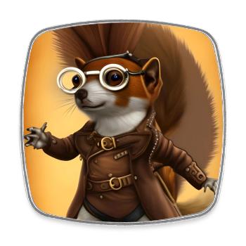 Steampunk Squirrel wearing Glasses - Viereckiger Kühlschrankmagnet - Weiß - Vorne