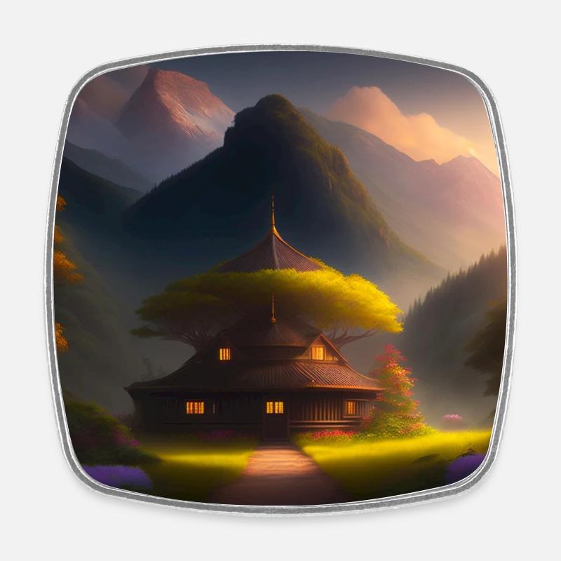 House in the jungle - Square fridge magnet - white