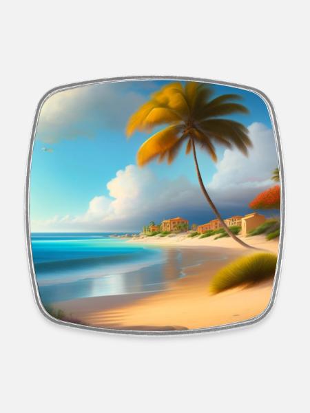 Am Strand - Viereckiger Kühlschrankmagnet - Weiß