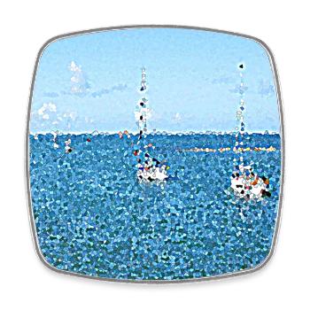 Sea trip to Morbihan - Square fridge magnet - white - Front
