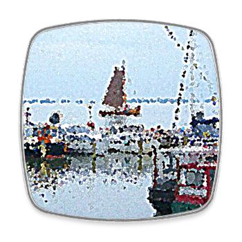 Promenade dans le port aux Pays-Bas - Magnet carré - blanc - Devant