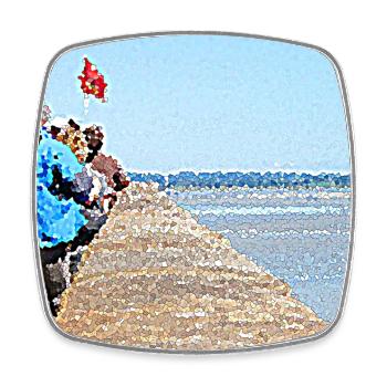 Visitors facing the ocean - Square fridge magnet - white - Front