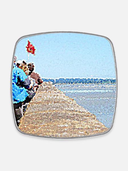 Visitors facing the ocean - Square fridge magnet - white