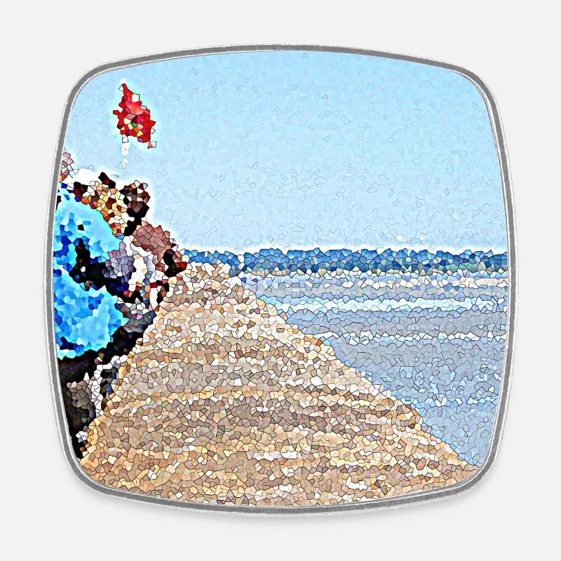 Besucher mit Blick auf den Ozean - Viereckiger Kühlschrankmagnet - Weiß