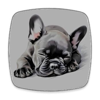 French Bulldog puppy black - Square fridge magnet - white - Front