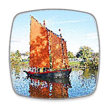 The Sailboat of Fire - Square fridge magnet - white - Front