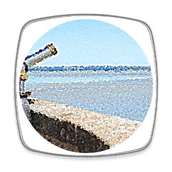 Distant ocean view - Square fridge magnet - white - Front