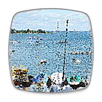 Der kleine Hafen der Bretagne - Viereckiger Kühlschrankmagnet - Weiß - Vorne